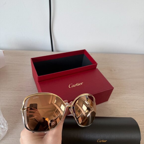 NWT Cartier Trinity Sunglasses Metal Frame Brown - Picture 8 of 15
